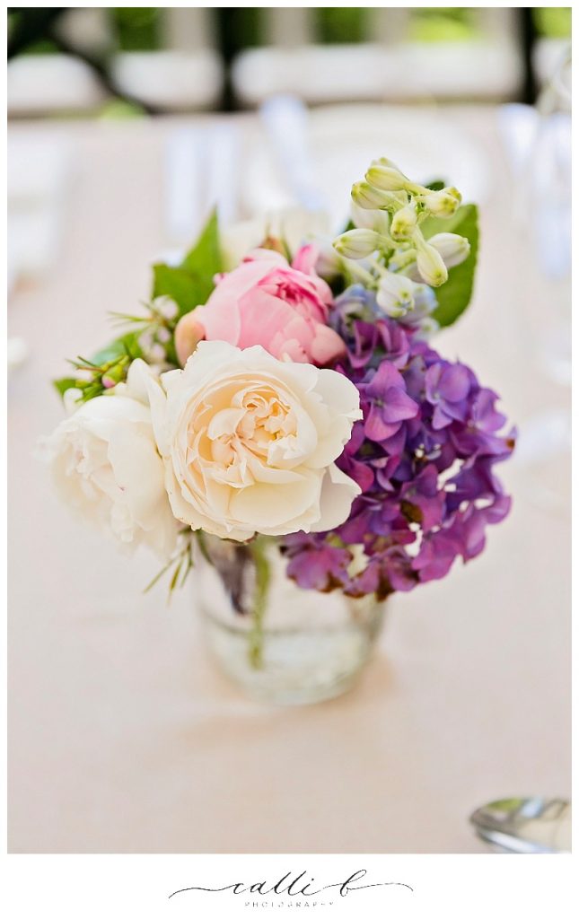 Reception vases featuring hydrangea