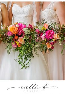 Whimsical bohemian wedding bouquet in bright tones